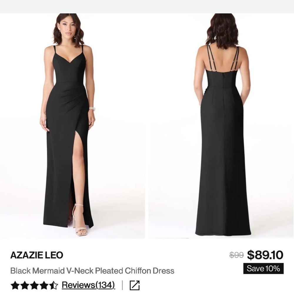 Azazie Black Maxi Dress with Slit - Leo